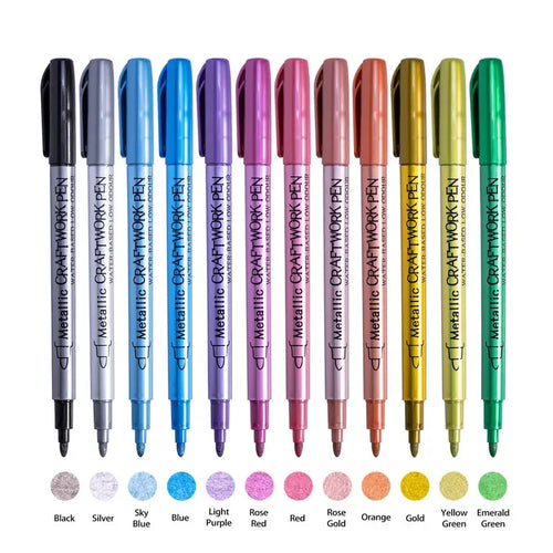 12 Colors Metallic Waterproof Permanent Marker Pens for DIY Epoxy