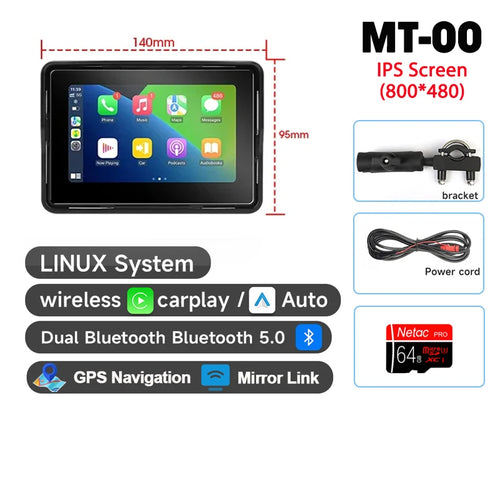 5/7 inch Carplay Motorcycle DVR GPS Navigation Wireless Carplay