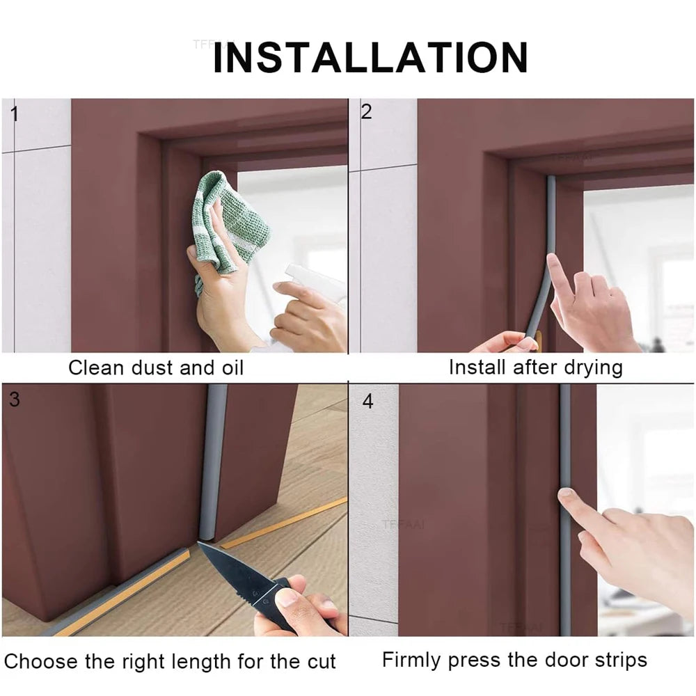 5m/10m Weather Stripping Door Seal Strip Diep Self-adhesive Draft