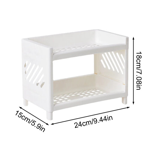 1 Desktop Double-Layer Storage Shelf, Stackable Plastic Simple Storage