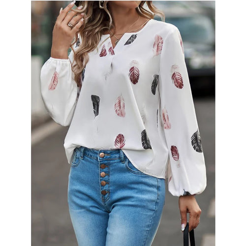 Fashion Woman Blouse Shirts For Women Stylish Top long Sleeve Feather