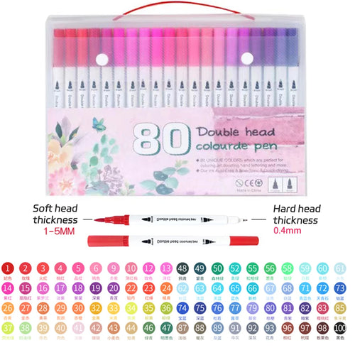 12-262 Colores Double Pen Tip Markers Brush Pens Set Painting