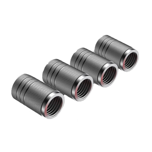 4Pcs Car Tire Valve Stems Cap Knurling Style Tire Valve Cap Aluminum