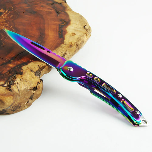 Stainless Steel Keychain Folding Knife Outdoor Carrying Knife Mirror