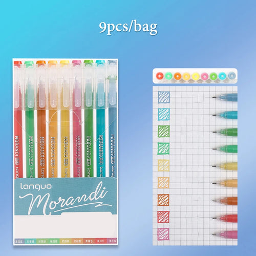 13Style 9pcs/set Multi-Color Pen Large-Capacity Color Handbook Pen Set