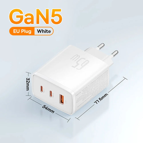 Baseus 65W GaN Charger PD Charge Type C USB Charger Support QC PPS