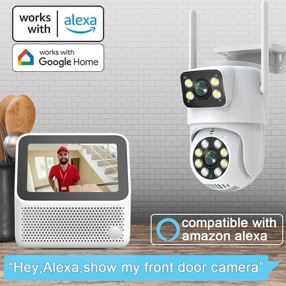 4K 8MP Dual Lens PTZ WIFI Camera Full HD Dual Screen Ai Human Auto