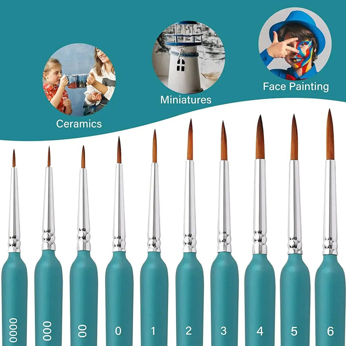 10pcs Miniature Paint Brushes, Detail Fine Tip Paint Brushes Set With