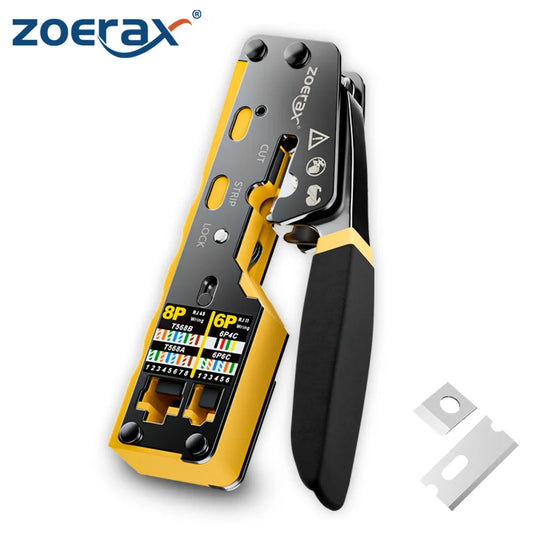 ZoeRax RJ45 Crimp Tool Pass Through Ethernet Crimping Tool for Cat6