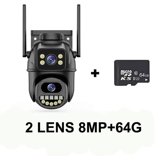 6K 12MP ICSEE Wifi Security Camera 3 Lens Dual Screen 8X Zoom Outdoor