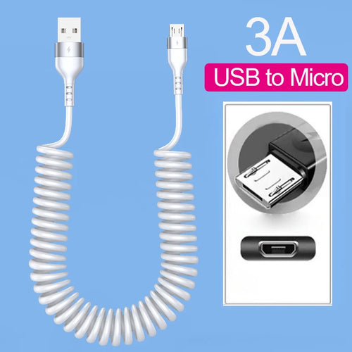 66W Fast Charging Spring Pull Telescopic 5A USB-A Typec Data Cable