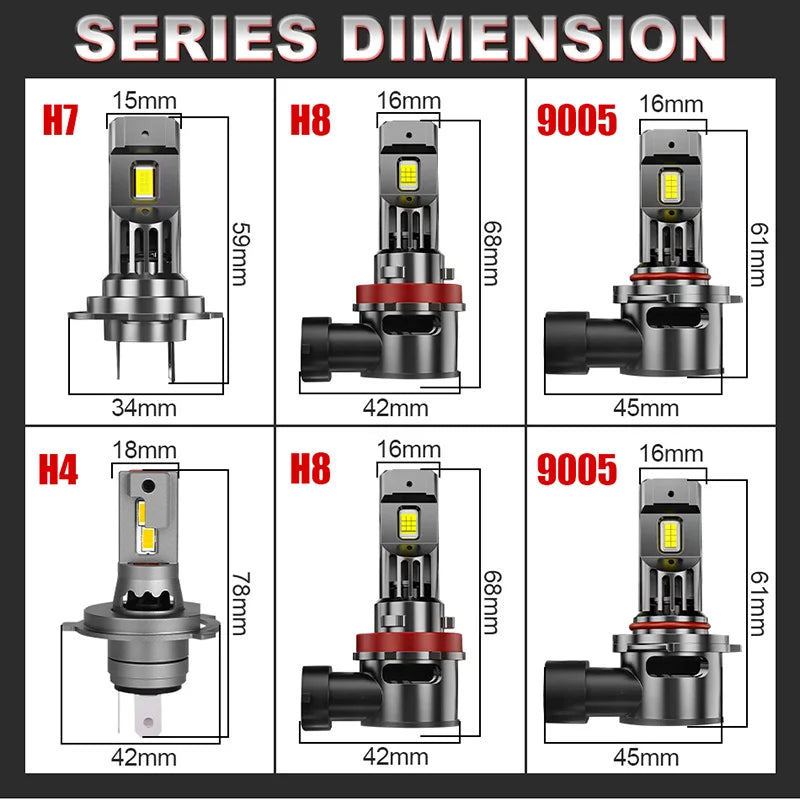 300W Turbo H7 H11 LED Headlight Bulbs CANBUS Lights 30000LM H4 9012