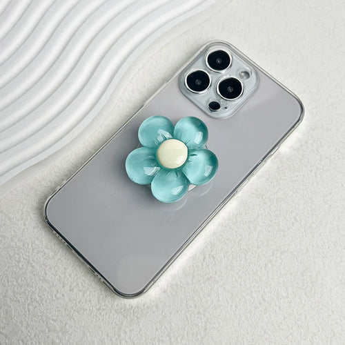 1pc Transparent Resin Candy-Colored Flower Phone Holder Foldable