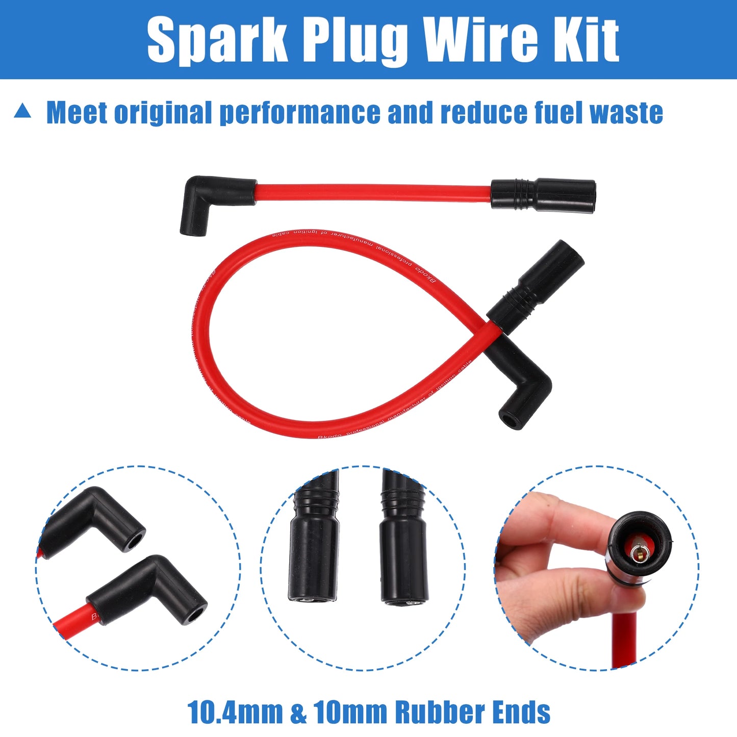 X Autohaux 2 PCS 10.4mm 10mm Motorcycle Spark Plug Wire For