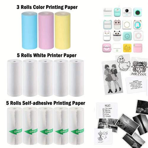 Mini Printer Paper Thermal Label Sticker Colorful Adhesive