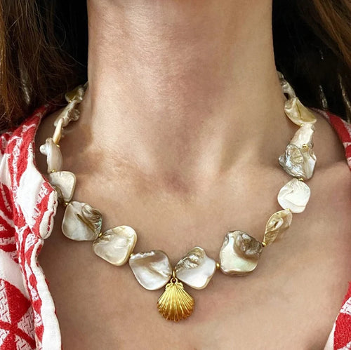 Y2K Trend Wedding Party Jewelry Blue Shell Sheet Choker Necklace For