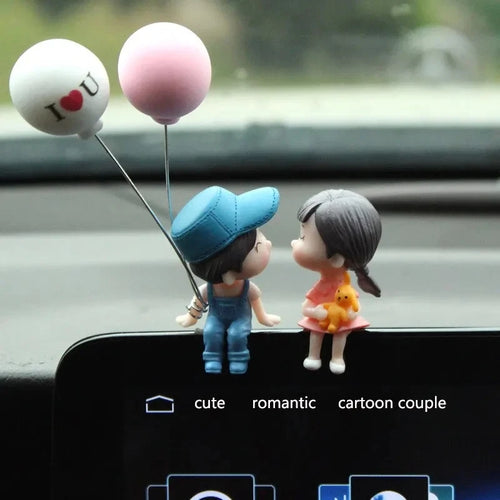 Cute Ornaments Couple Action Figurines Balloons For Car Dashboard