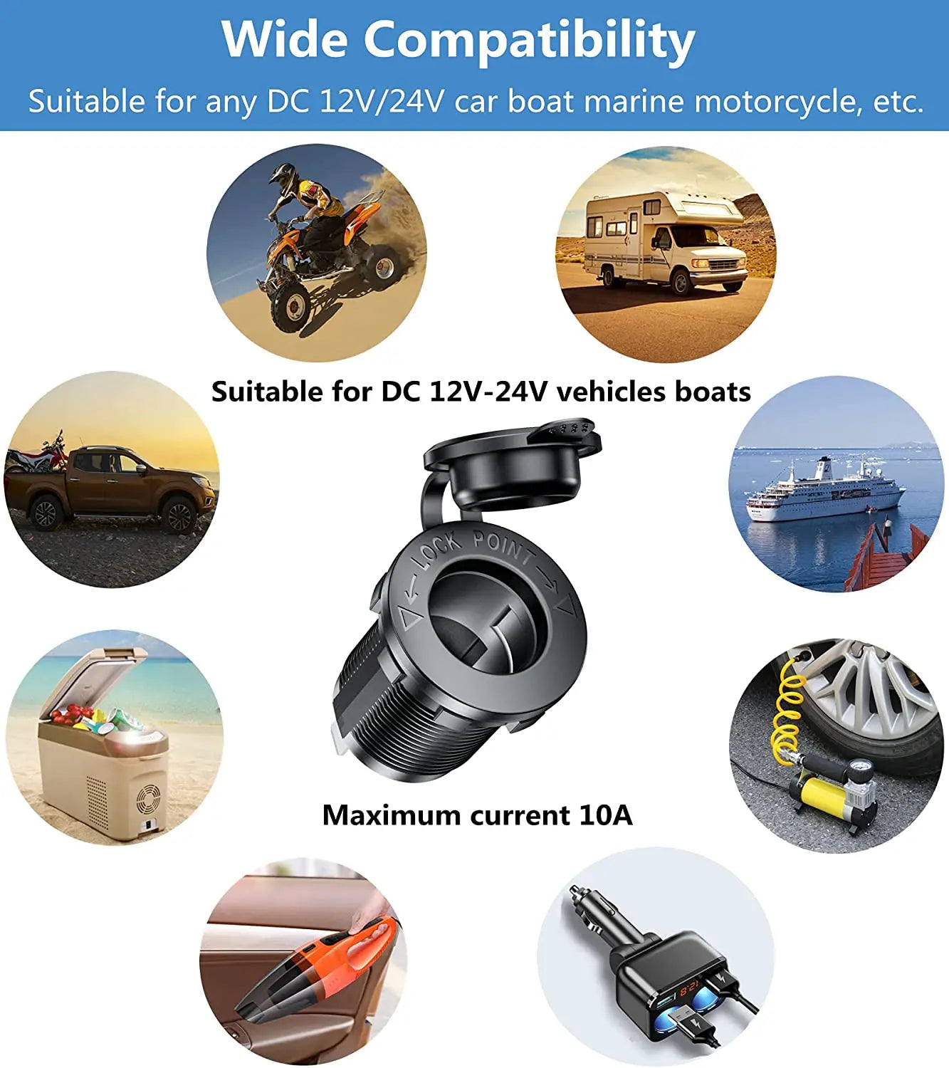 12V cigarette lighter socket waterproof socket replacement DIY kit is
