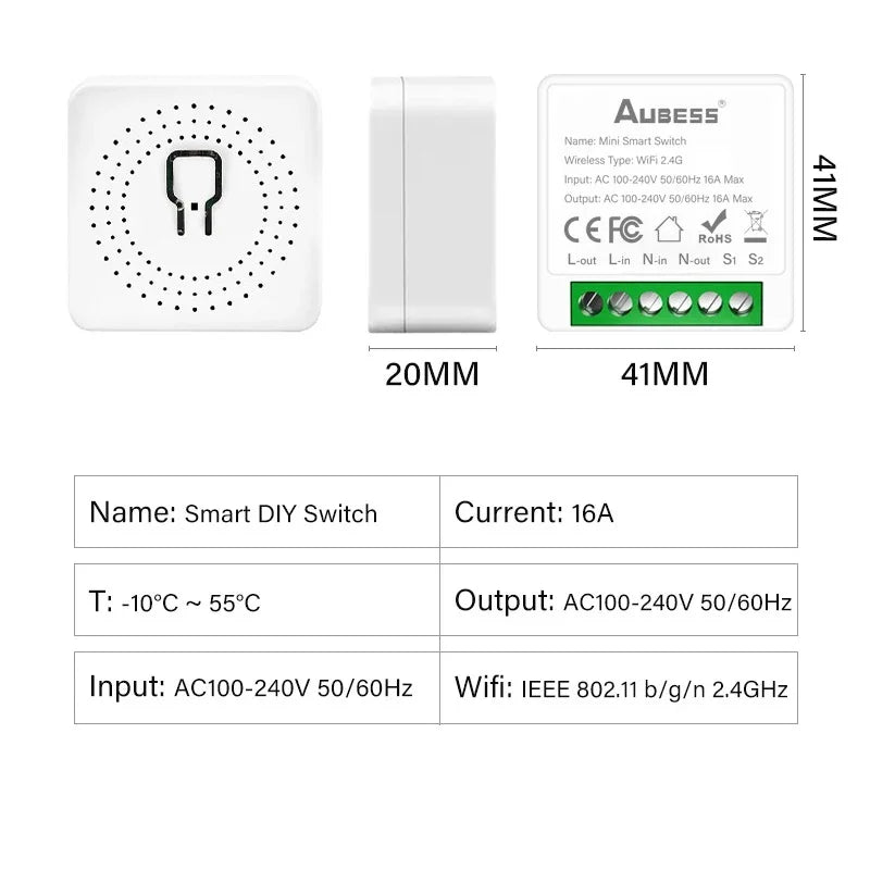 16A Wifi Smart Switch 2 Way Wireless Control DIY Light Switches Smart