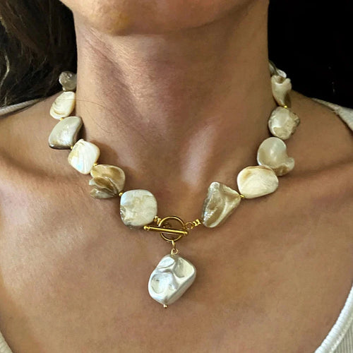 Y2K Trend Wedding Party Jewelry Blue Shell Sheet Choker Necklace For