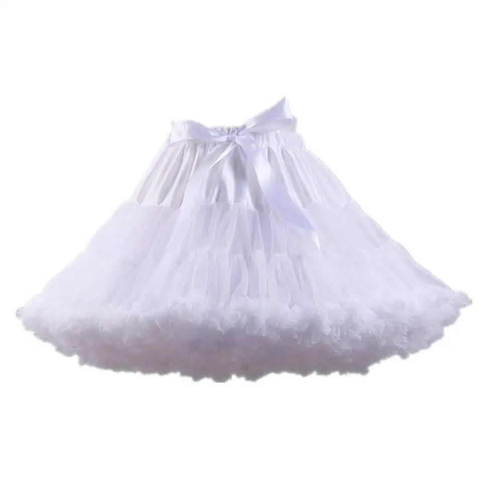 Womens 3-Layered Pleated Tulle Petticoat White Black Tutu Puffy Party