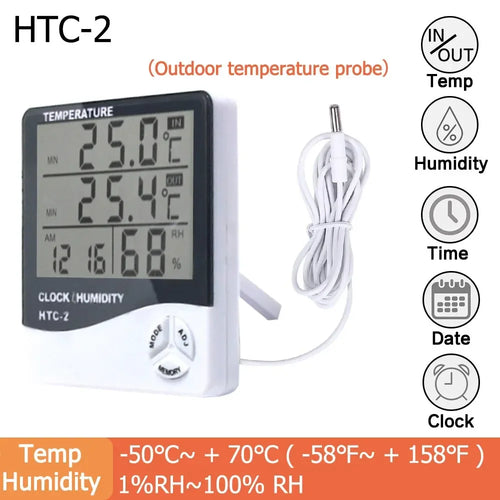 1/2Pcs HTC-1 HTC-2 LCD Electronic Humidity Meter Smart Electric