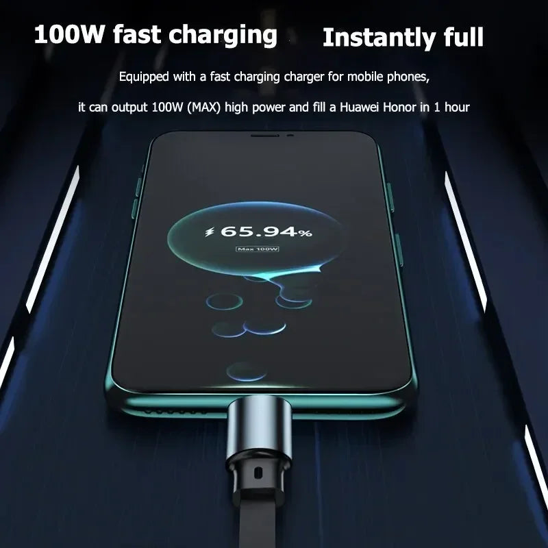 100W 3 In 1 Retractable Usb Cable Fast Charging And Data Micro Usb
