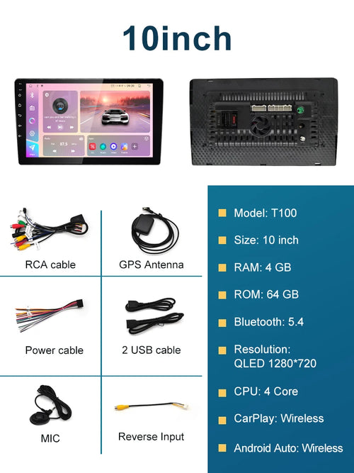 1DIN android13 360 Panorama Car Radio 7/9/10inch Universal Host