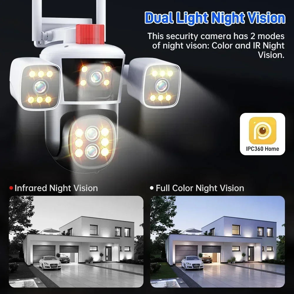 DIFANG 10K 20MP WiFi Security Camera Outdoor Three Screen 360° PTZ