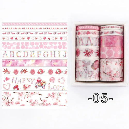 10 Rolls/box 11 Models Washi Tape Cute Illustration Style Decorative