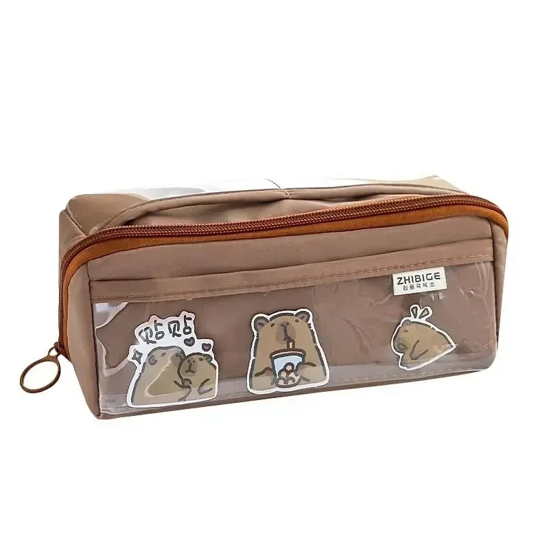 10-tier Card-pibara High-capacity Transparent Pen Bag with Beautiful