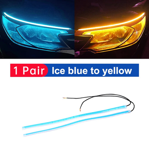 2pcs LED DRL Car Daytime Running Light Flexible Waterproof Strip Auto