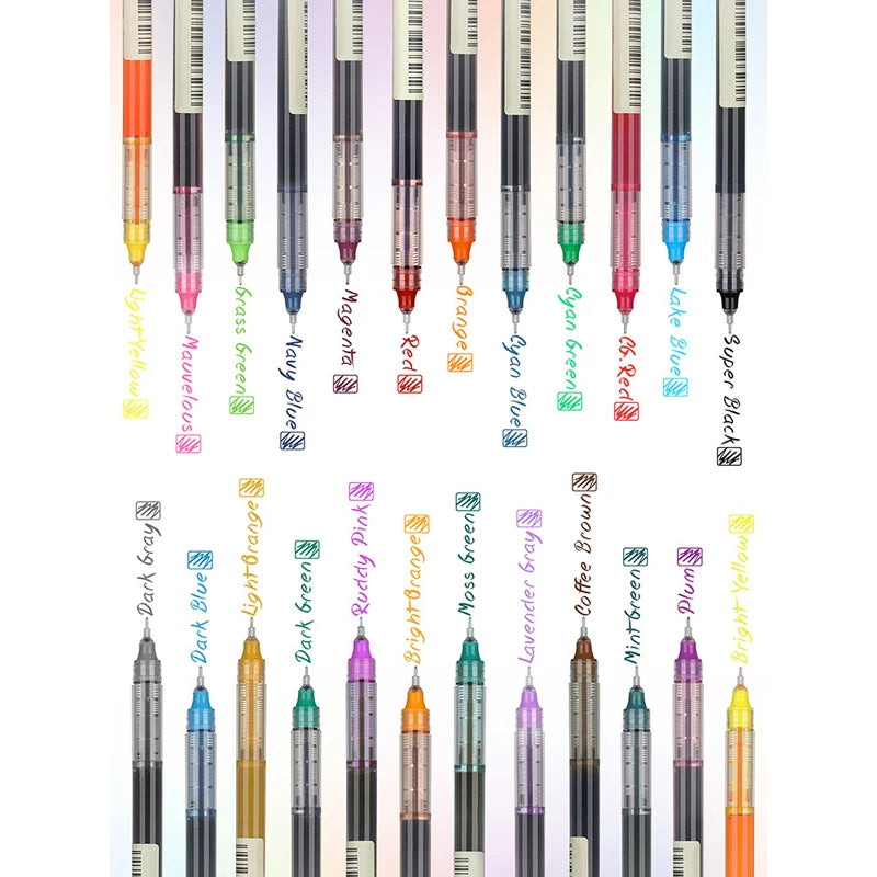 10 Colors Straight liquid Gel Pen Quick-drying Large-capacity Colorful