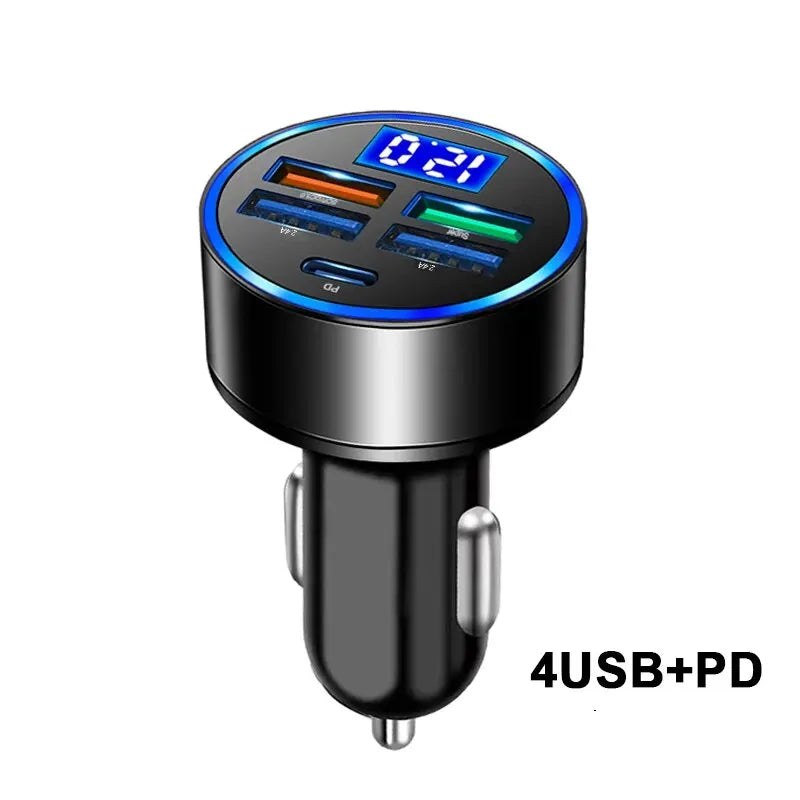 Car Charger 66w 5-port 4USB+1PD Fast Charging Adapter for Apple and