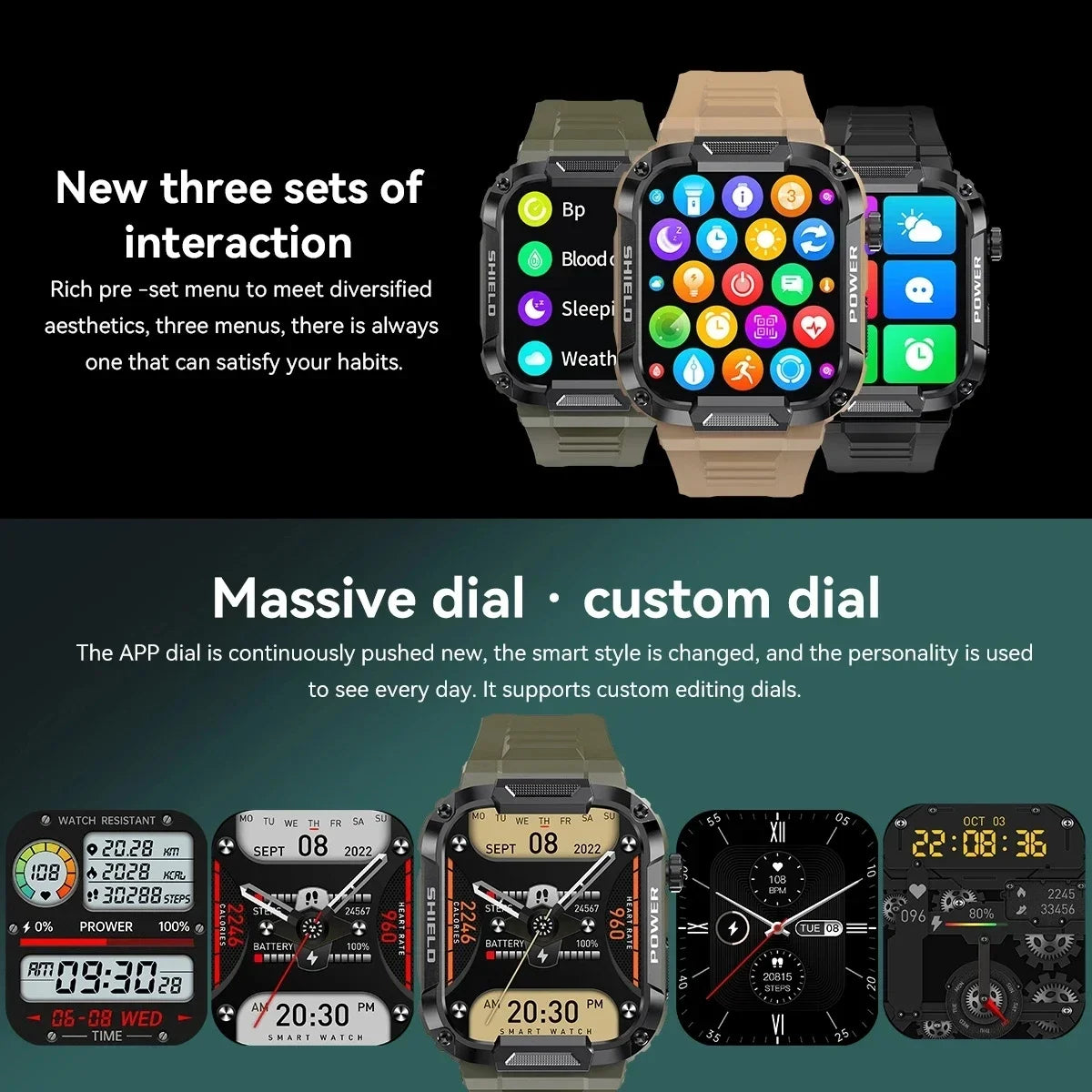 Xiaomi Rugged Military Smart Watch Men For Android IOS Ftiness Watches