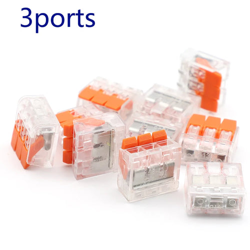 10Pcs Box Electrical Lever Wire Connectors 5 Port Electric Cable Clamp