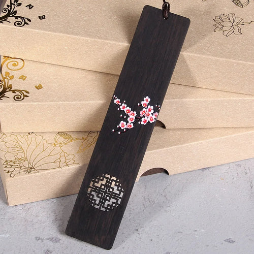 1pc Creative Painted Carved Plum Blossom Sakura Wooden Bookmark School