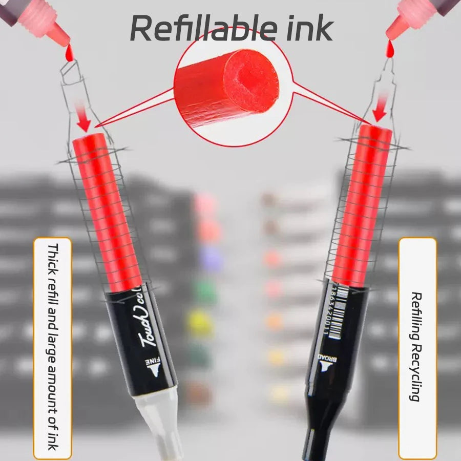 12-262 Colores Double Pen Tip Markers Brush Pens Set Painting