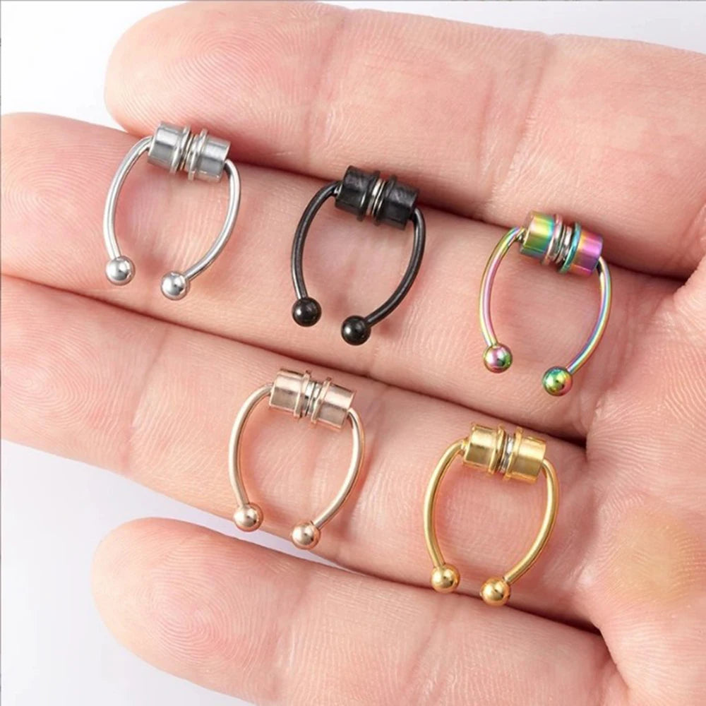 1 Pc of Fashionable Punk Stainless Steel Magnet Self-priming Nose