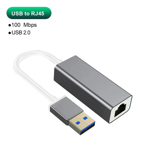 USB Type C Ethernet Adapter 1000Mbps USB 3.0 RJ45 Network Card For