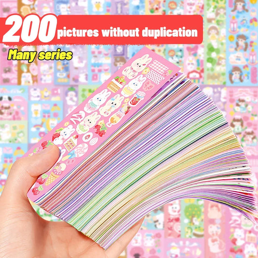 100/200 PCS Cute Stickers Kawaii Cartoon Laser Sticker for Kid Sticker