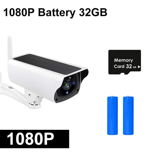 1080P IP Bullet Camera WiFi Outdoor Battery Solar Panel CCTV Wireless
