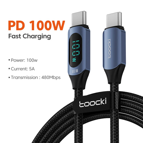 Toocki 100W Type C to Type C Cable PD Fast Charging Charger USB C to