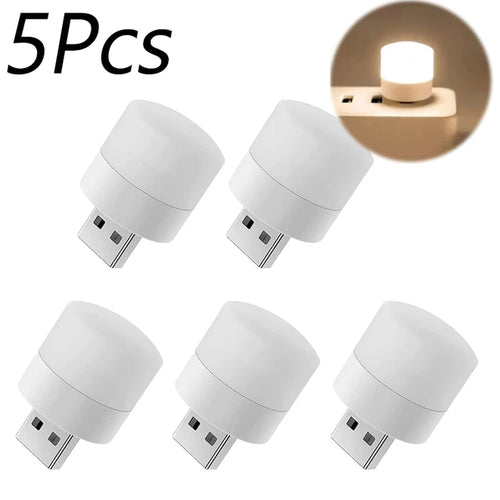 1/10Pcs Mini USB Night Light Warm White Eye Protection Book Reading