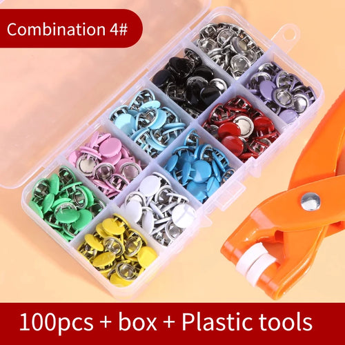 Snap Button Kit With Hand Pressure Pliers 50pcs 100pcs Snaps , Metal