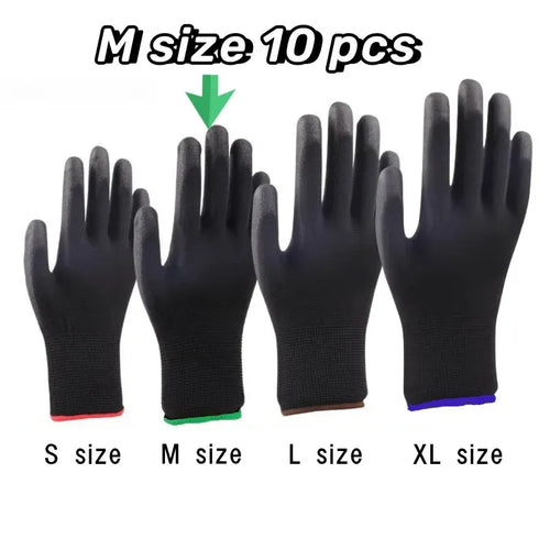 10 Pairs Durable Safety Gloves - Anti-Slip, Wear-Resistant, ESD