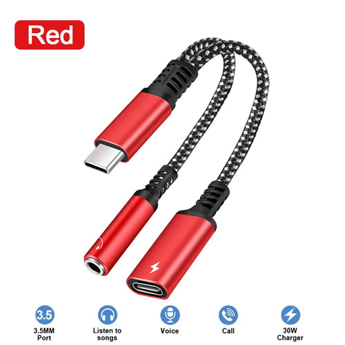 Audio Adapter 2 IN 1 Fast Charge For Samsung S20 Ultra Note 20 For