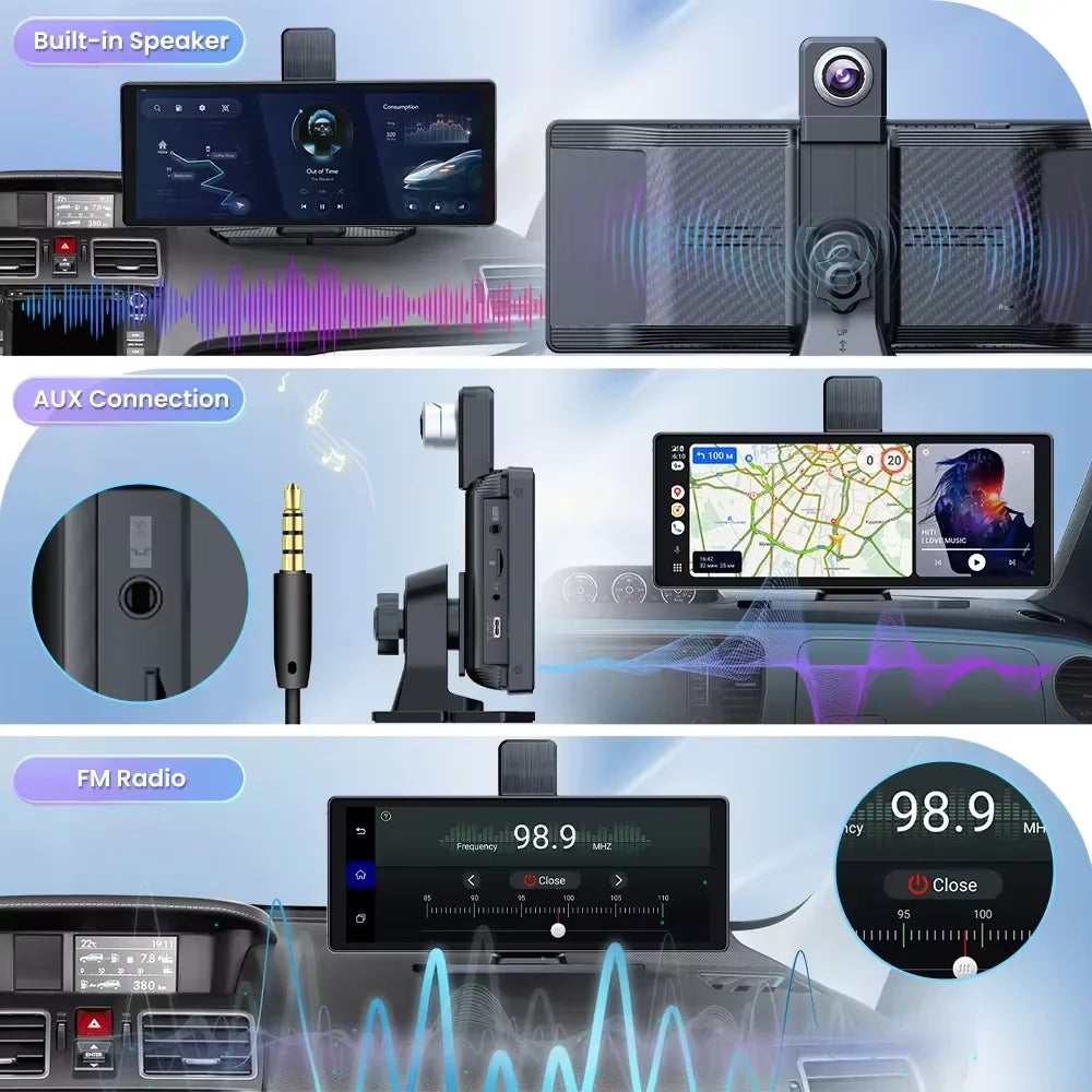 10.26" Car DVR Intelligent Screen with 4K 360° Rotation Dash Cam