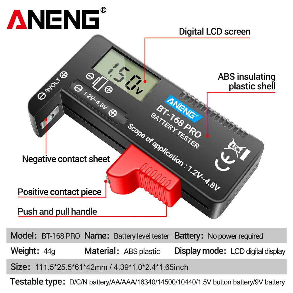 ANENG BT-168 PRO Digital Lithium Battery Checkered load analyzer