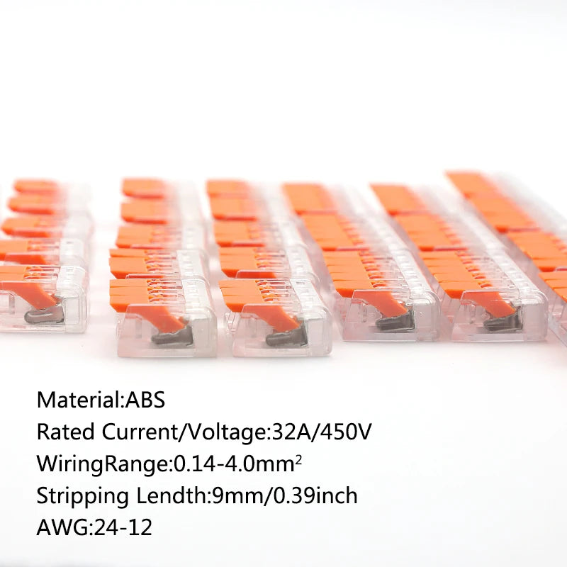 10Pcs Box Electrical Lever Wire Connectors 5 Port Electric Cable Clamp